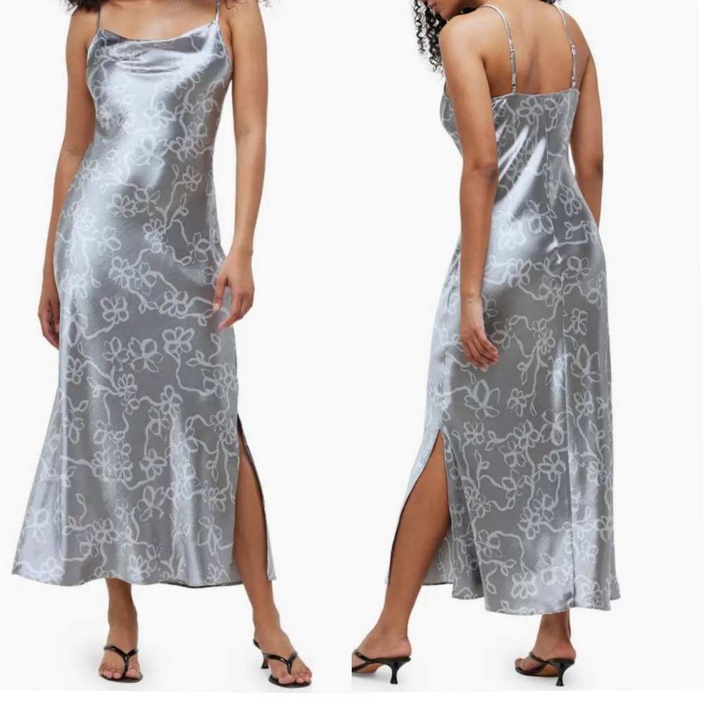 Madewell Metallic Floral Midi Slipdress Size 0 NWT